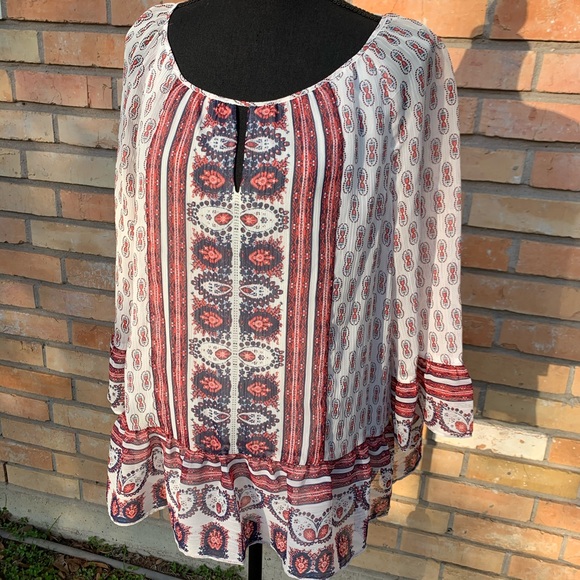 🍀NWOT St Johns Bay peasant style top Sz L - Picture 1 of 8
